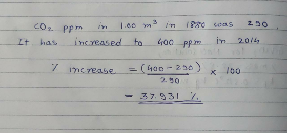 3 pm in 1.0o mi 1880 0as 2.9o It has increased to 4oo ppm im 20 m crease (400-290) x- loo 2.90 -37-331