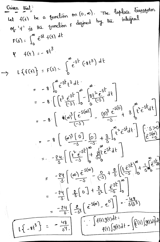f(t) =-843 Criven that? Let f(t) be a function on 10,00). The laplace than form of t is the function & defined by the integ