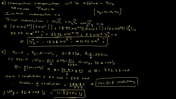 will be a) Momentum conservation Texto momentum because abblied in in this {me=m-mmm Initial Final momentu uhn matmaut => (5.