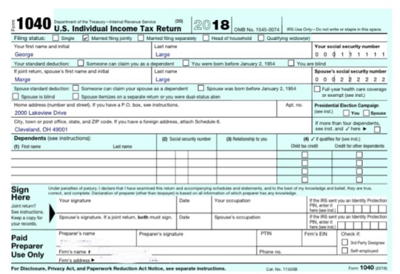 al E 0 4 Department of the Treasury--Internal Revenue Service (99) 107U U.S. Individual Income Tax Return OMB No. 1545-0074 I