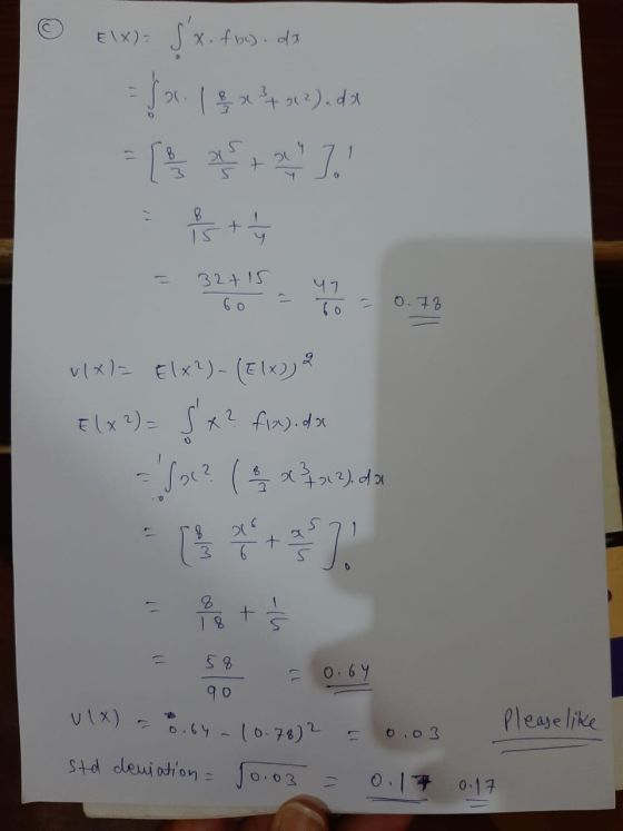 Elx) Sx. fb). dx 20 1을 x 34 12).da 8 !). 1 + 32+ 15 бо 0.73 12 vlx)= Elx?)- (E\x) Elx2= Sx? f(x) dx for? (2 x 32 12).do 0 8