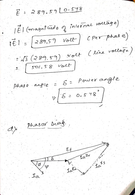 1 289.59 10.578 I EI (magnitede of inlernal voulage) cper phas e) TEL 289.59 Volt = A3 (289.59) volt (line vollase 501.58 vol
