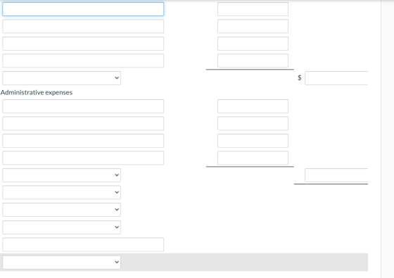 $ Administrative expenses < < >