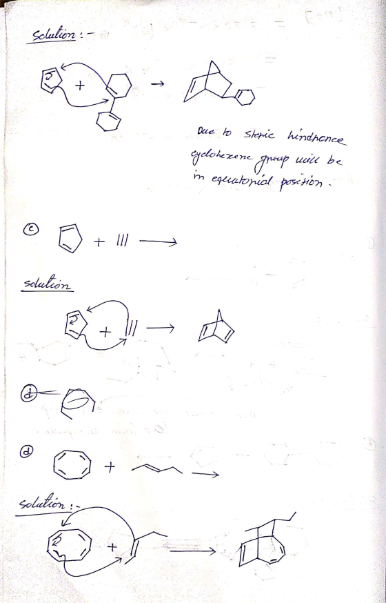 Solution : - Due to Stepie hindrance Cyclohexene groep will be im equatorid position in W + III - sclulion + Ul - ° 0 mm + So