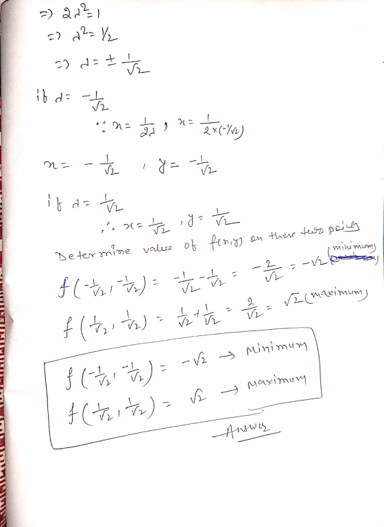 3) 2071 22 d2=/ 2) d = 1 it d=-- Na ta n = {xc-ra) n=- Ž y = -1/2 if a=to sustaiga te minimum) Y muy Determine value of fengs