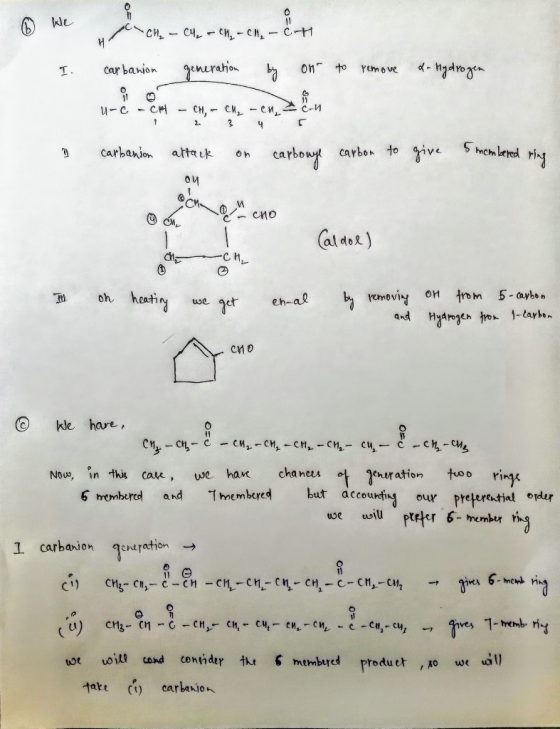 CH₂ - CH₂ - CH₂ - CH₂ - CH carbanion generation by on to remove de Hydrogen U-C-CM - CH, CM - I carbanion attack on carbonyl