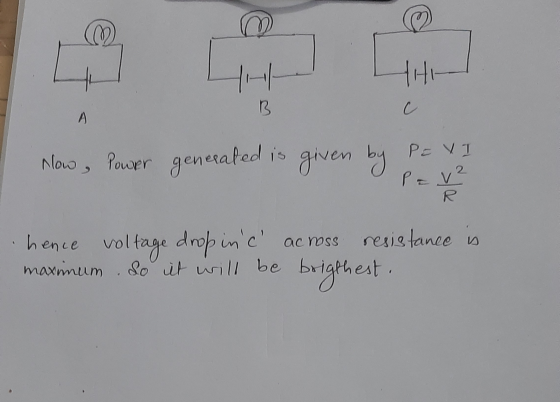 HH B c A PE V Now , Power generated is given by P = V² R across resistance is hence volt maximum do it will be So it will be