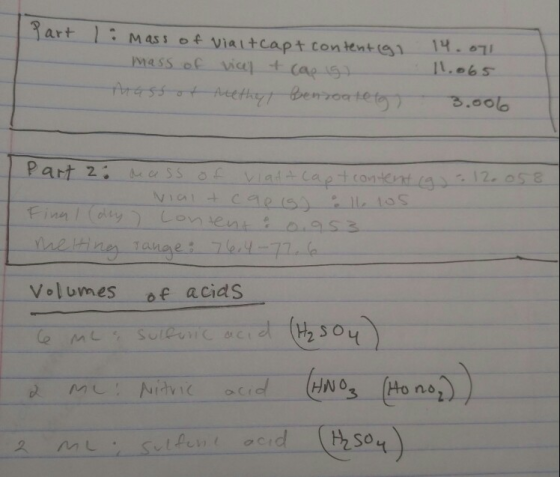 Rart 1: Mass of Viaitcapt tontentg1 mass of vicel t(ae s 14.071 11.065 Ar&SSOt Acethy Benroate to 8.000 Part 2 ess of ViadCap