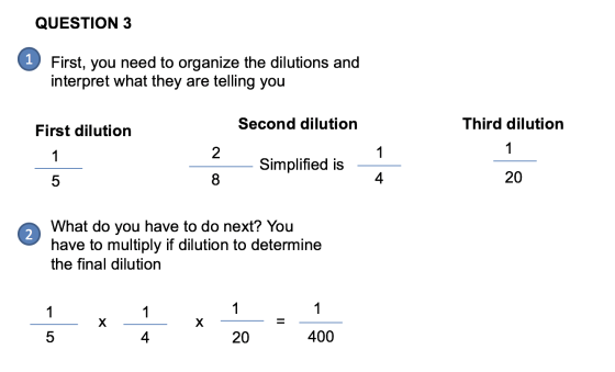QUESTION 3 First, you need to organize the dilutions and interpret what they are telling you Second dilution Third dilution F