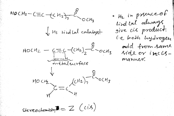 ра HOCH2-CEC (CH2), . TOCH; & Hz wind Lal calalyst • И, in pxce of lind call always give cis product. te both hydrogen add fr