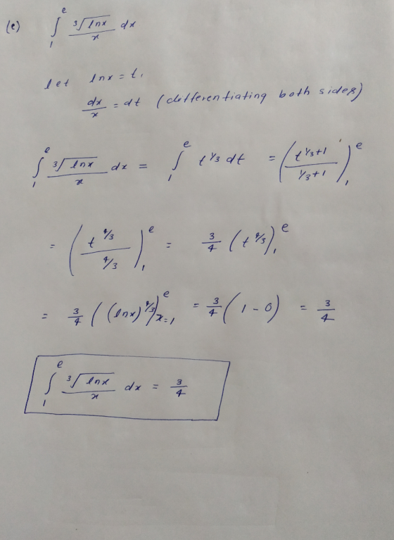(e) Inx - l let iden) = f (ca/feren fiating both e s df dz Y3t1 / +/(a 11-0) 3 4 4 3 dx 4 20