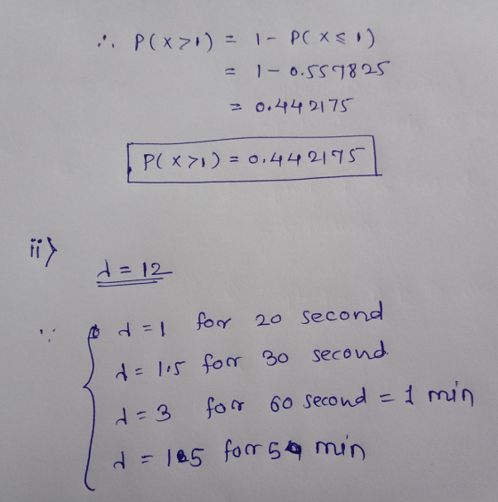 0.442175 ii〉 い. d=1 for 20 Second ds for 30 second d23 f on 60 Second = 1 min