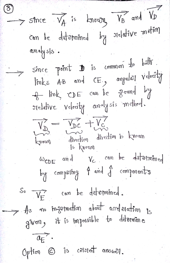 3 7 can be determined by Stelative motion since TA is known to and Vo to both common relative velocity analysis. since point