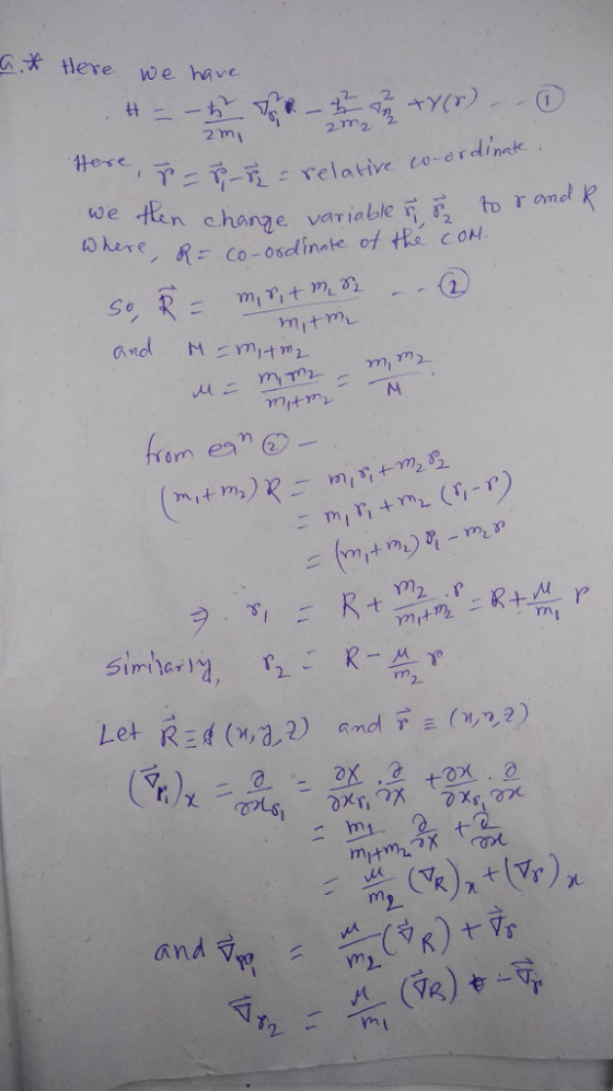 Here we hav 2 mi 2m2 2 た京むrelative co-ordinrk we tan change variabler i to rom mitmレ m, m om egne Yon . rm V. mi