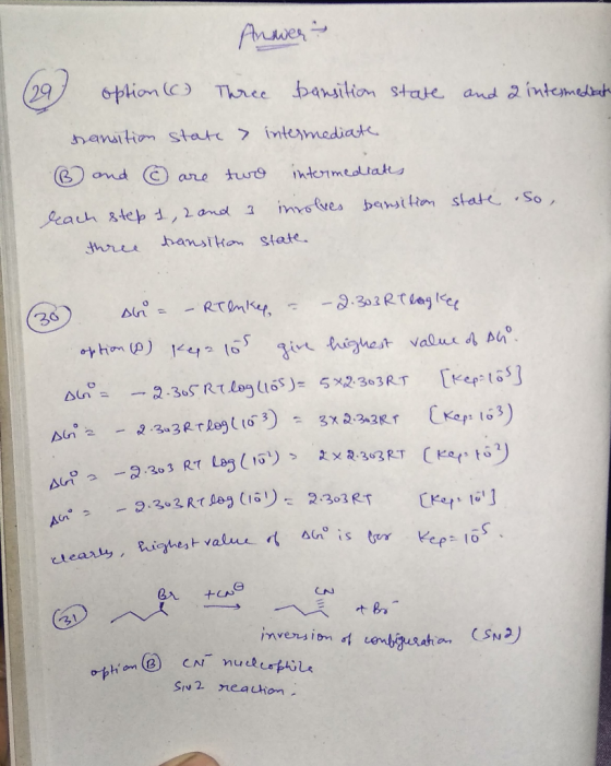 Answer option ( Three bansition state and 2 intermediate transition state > intermediate 6 and ③ are two intermediates reach