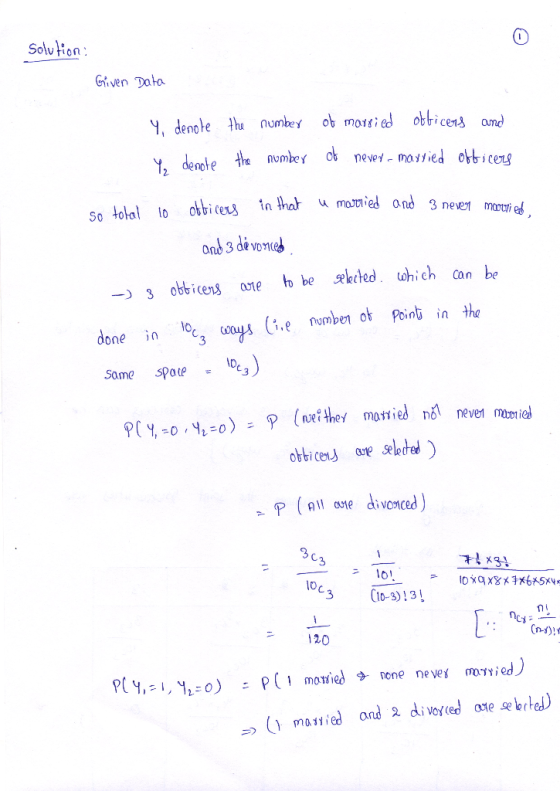 solution Given Data 4, denote y denote the number the number of married officers and of never - married officers so total 10