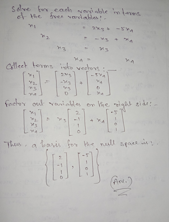 solve for each wariable in terms of the free voriables! - 2ng & -50A 82 - 13 ra x3 13 КА Na collect terms into vectors: 203 -