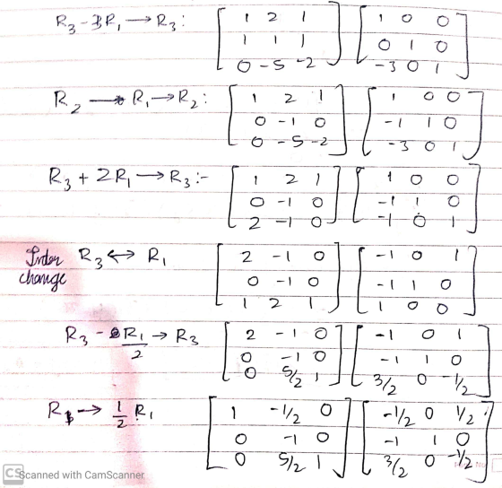 R2-32, ->Ran! 1 2 1 0 0 7 Lolo lo-5-2 -3 0 1 - R,-->Ri 2 O -1 O -1 To Lo-52 -30 R3+2R, >R3:- Ti 217 ġ too TO - OTT-I O t2tott