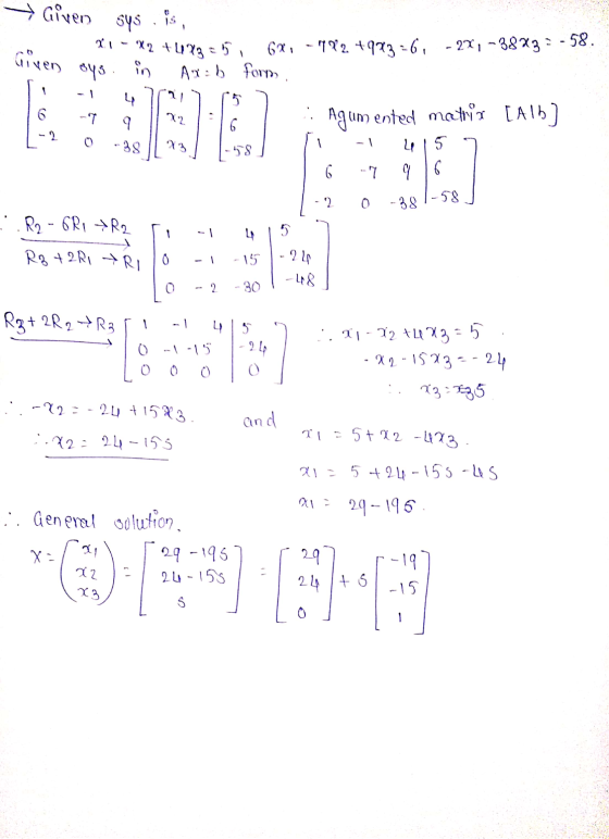 Given sys.is, 11 - X2 +682=5 67, -192 +972-6, -29, -38x3 = -58. liven sys in Aab form . -1 477 ) 15 ) : Agum ented materia