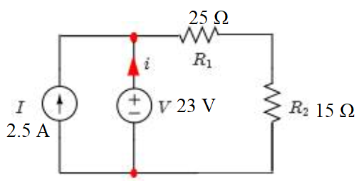 25 Ω i R1 Tv V 23 V R,15 Ω 2.5 A