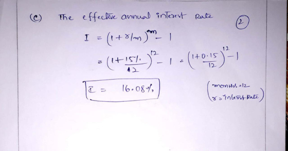 annual inlerest Rate effeckve The 1 2 2 - ) 1+0.15 12 mots 12 16.08/