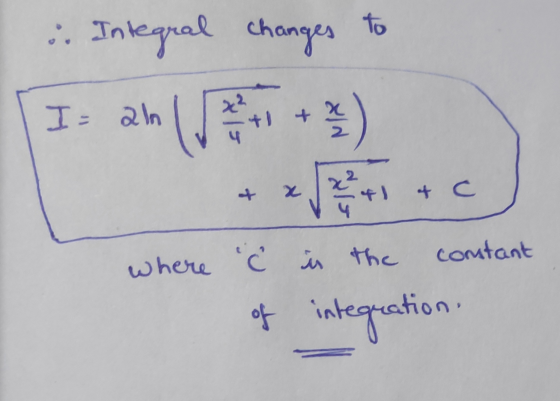 i. Integral changes to where c of in the constant integration,