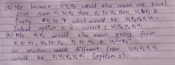 travel (a) No because V, V₂ V3 would also mean we first from vi tole then es to U₂ then be, de finally og to of which would b