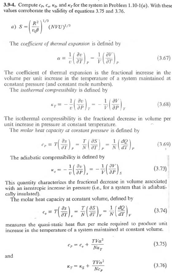 3.9-4. Compute Cp, Cu, Ks, and Ky for the system in Problem 1.10-1(a). With these values corroborate the validity of equation