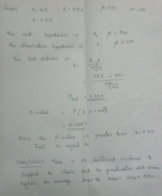 55133 551 nuhypbesis is H ne allenaive hypobesis is he test stabstc is 55 55) 3 43 P-value Since the P-value is greatuもan α.005 ha う Valu Fail to rees Conclusion The is suffciet evide ce t sil scone ban he nean Score 55 uqu, on average 哲