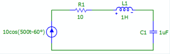 R1 L1 10 1H 10 cos(500t-60°) C1 =1uF