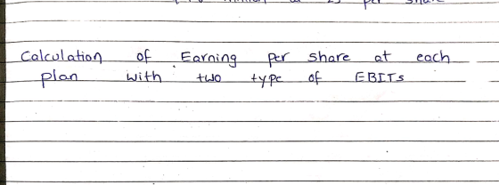 Calcolatio f Earning peShareat each Pl with two type af EBITs bithto a.n