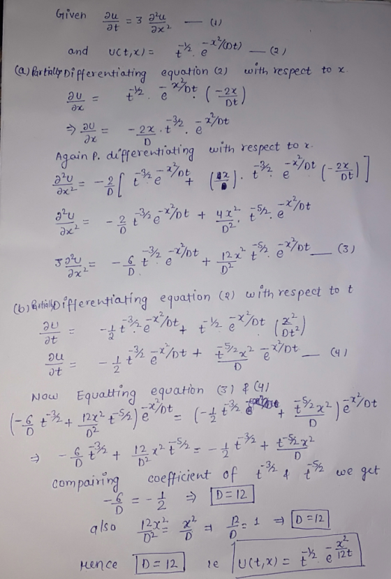 Given az and uct, x) = 2/00) – (6) (a) Partially Differentiating equation () with respect to x. av = B Mt (727) -).20 - - 22.