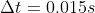 \Delta t = 0.015 s