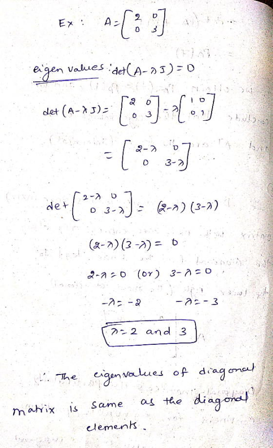 0 e gen values de(A3)F0 3 (8-7)(3-2) = t 22-3 7-2 and 3 <iqen va lues of dag Saume as tee elemen