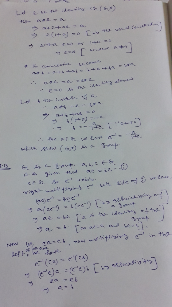 Let then Cancelle e be the identity in (6 ) axe = a atetae - a 2 elita) = 0 [by the usuce either eto or ha=0 e-o became af -