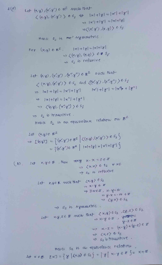 2 (a) Let x,y), )e IR uch tuat < G.y), fr y e s, xy- 1x1 Ix1t1y |x1+l| | Heua s is me mymmetn c For (a,y) e R2 1x1111yl exy