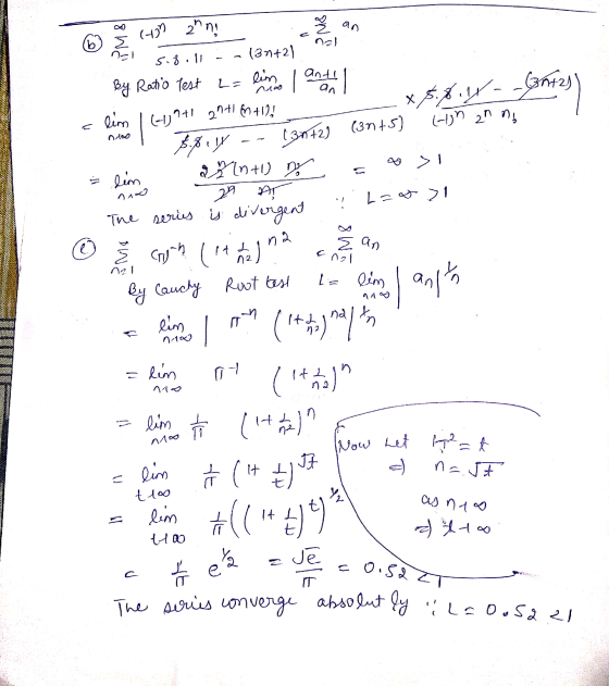 5.8.11 - (8.814--Botas 13n+23 (30+5) no lim 11 (-30 anni (37+21 By Ratio Test L = limbo l ant lim | 60+ 2141 m +1) (hin anno