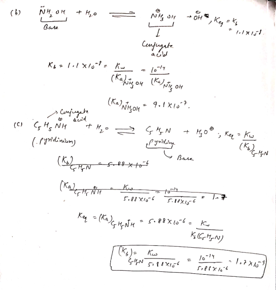 + H, e = - NH, ) ( L Bare Nң, он -- он *, к. Key all! ok 1.xlj. Conjugale aud K6=111810l = Kw - 10-14 (Kaluroh (KaNH OH Chai