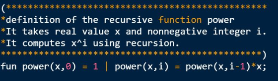 *************** ************************************ *definition of the recursive function power *It takes real value x and n