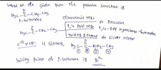 based on the given Data the probable structure is the _CHQ-Cutz Chronicacid test - No Reaction zu DNP rest & u-DNP Hydruzene