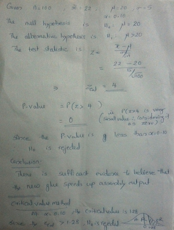 Tke null hypebesisa The allemetive bypolesis is, The test staidic is z 22 2o 100 4 P-value P(z > ) 4 Snall vaku (onside), g a