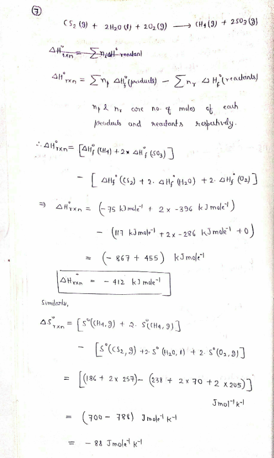 (S, (9) + 3 + 2H20 ) + 202 (9) - 2H20 V) CH4 (9) + 25039 Alin - Enidh poestand Shºrxo = En, H. (prescuela) - Eny s Hi trecic