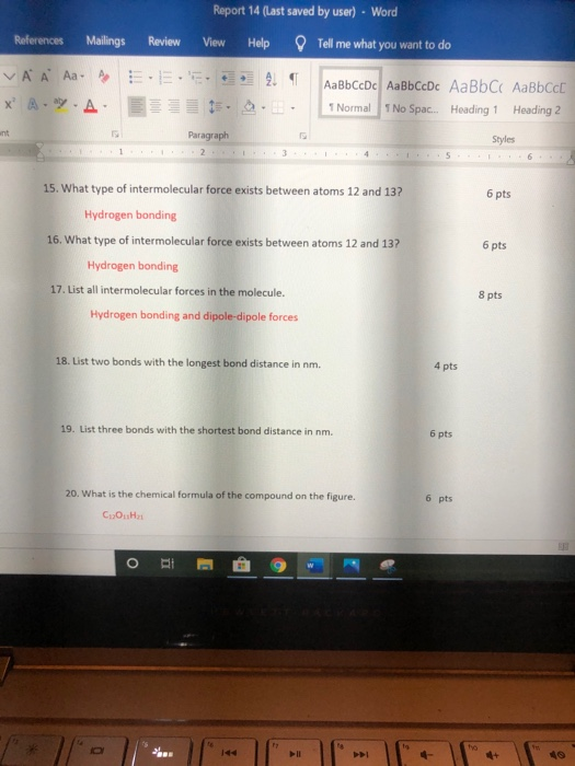 Report 14 (Last saved by user) - Word View Help Tell me what you want to do References Mailings Review VA A A.E.E. 2. X A. A