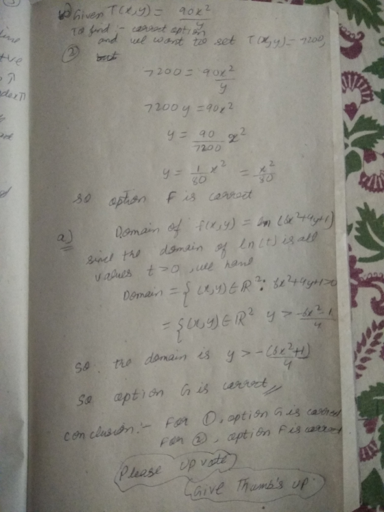 conclusion - For , option is covered for 2 caption is corant. to Given T(x, y) = 90x2 To find line correct option and we want