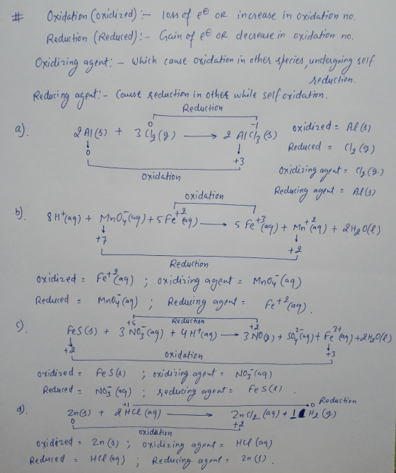 XO +3 € Oxidation (oxidized) - o or increase in oxidation no. Reduction (Reduced): - Gain of pe or decrease in oxidation no.