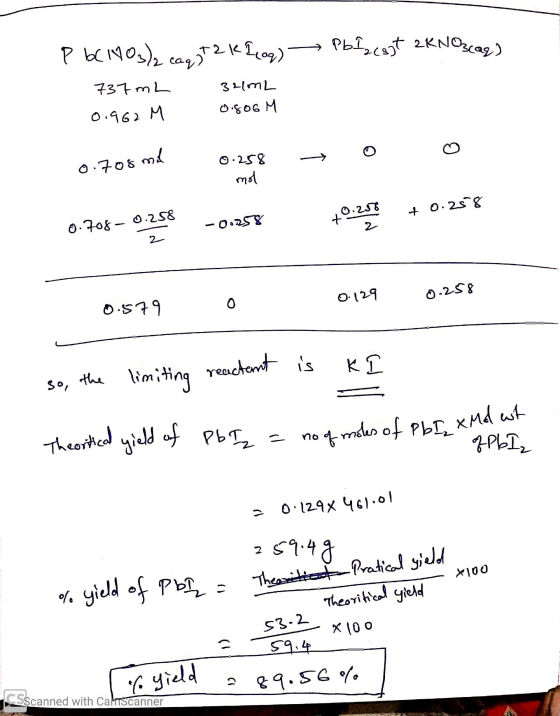 P 6C HO3)2 caqst 2kflog) Abia cast 2 KNO3(aq) 737mL 0.962 M 321mL 0.806M 0.708 ml 0.258 mol t 0.257 +0.25 8 0.708 – 0.258 -0.