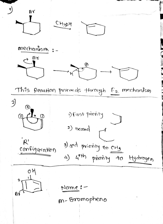Br mechanism :- * Br This Reaction proceeds through Ez mechanism O first priority 2) second configuration = 9399 pricñry to c