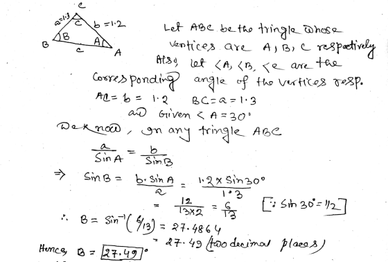ali b =1.2 Boo 1. Let Abe. be the tringle whose - vertices are A, B, C respectively . Also, let (A <B. Te are the .. Correspo