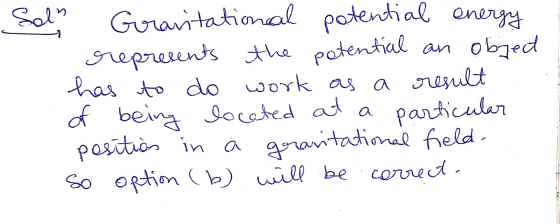 Sola Gravitational potential energy represents the potential an object has to do work as a result of being located at a parti