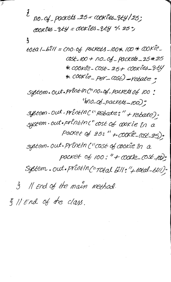 no-of-packets-25= cookies Yty /25; cookies - 9+4 = Cookies-964 % 259 Lola l-bill = cho.0% packets -100* 100 ** cookie. cost-1